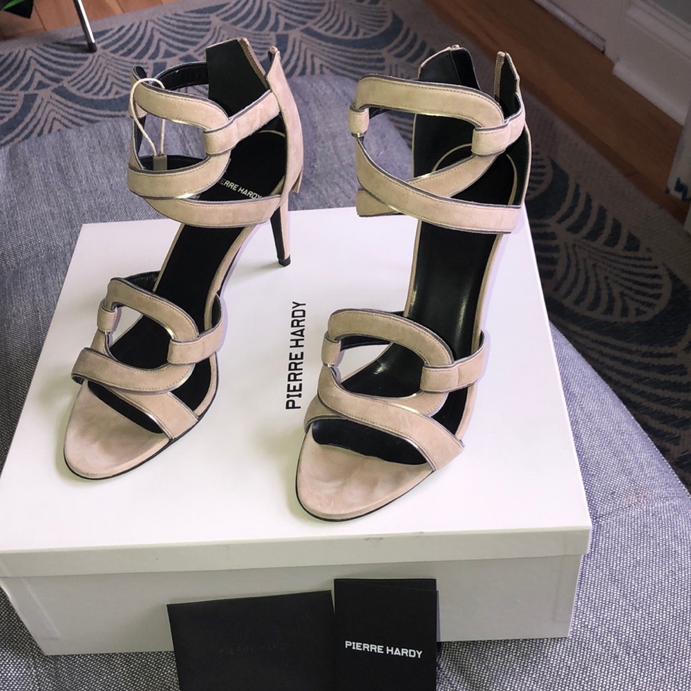 Pierre Hardy suede sandals nude/metallic size 39